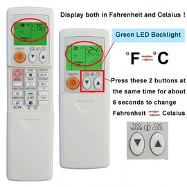 Universal Replacement Electric Mr Slim Air Conditioner Remote Control Compatible for Mitsubishi MSZ-GL24NA-U1 MUZ-GL24NA Air Conditioners (Fahrenheit and Celsius)
