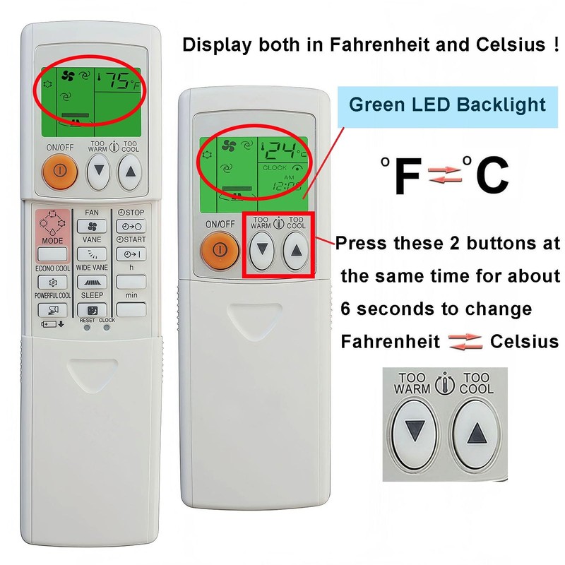 Universal Replacement Electric Mr Slim Air Conditioner Remote Control Compatible