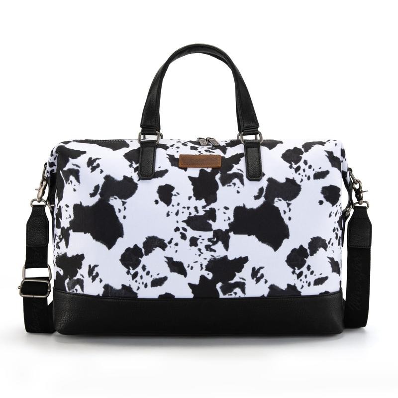 Wrangler Travel Duffle Bag for Women Oversized Cow Print Weekender