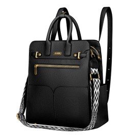 JKAOO Backpack Purse for Women PU Leather Travel Backpack, 4 in 1 Designer Convertible Backpack Purse with Removable Strap (Black)