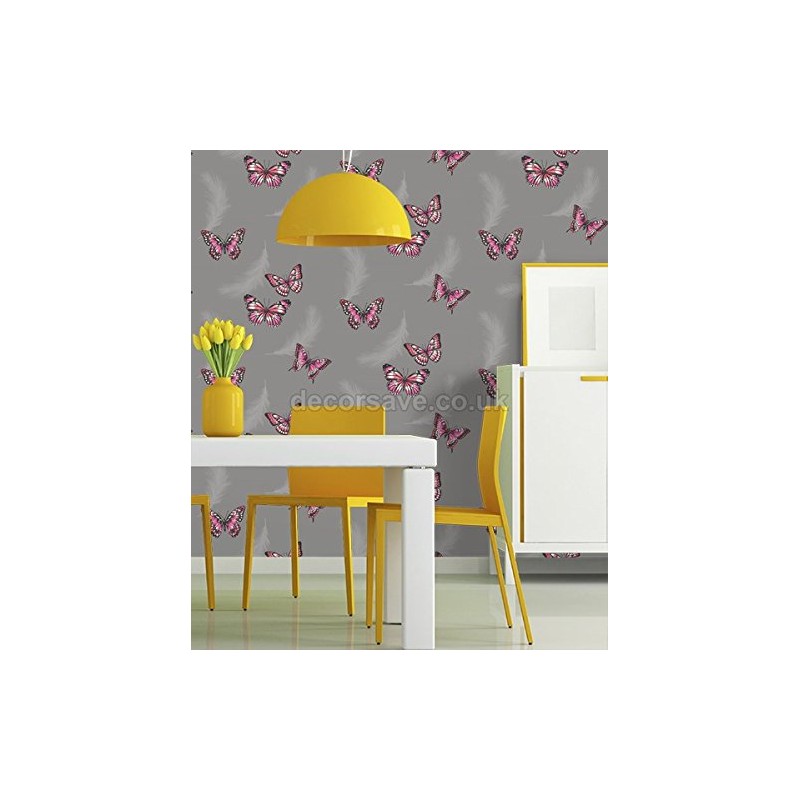 Fine Decor Butterflies Wallpaper FD40917 - Feature Wall Butterfly Feathers