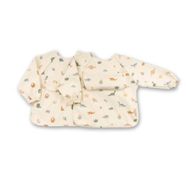 ÜneeQbaby 2 Pack Waterproof Baby Toddler Bibs Long Sleeve Ecotex Feeding and Play with Chest Pocket Jumpsuit Mock, multicoloured