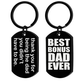 Stepdad Gifts from Stepdaughter Stepson Stepdad Keyring for Stepfather Fathers Day Presents for Stepdad Birthday Gifts for Step Dad Best Bonus Dad Ever Keyring