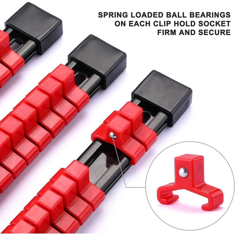 Autojack Socket Organizer Set, 6 Piece Sockets Rails, Secure Spring
