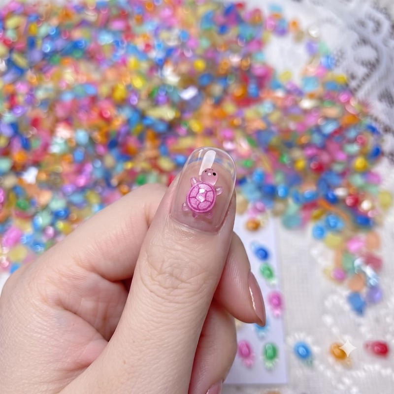Turtly Glow-in-the-Dark Lucky Turtle Mini Nail Parts (300 Pieces)