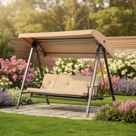 Garden Winds Reinforced RipLock 350 Replacement Canopy Top Cover Compatible with Style Selections Track Arm Rest Swing Model GCS00395A - Beige