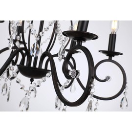 Riomasee Bronze Crystal Chandelier 6 Lights Candle Metal Chandelier Crystal Iron Ceiling Light Fixture for Bedroom,Girls Room,Dining,Living Room