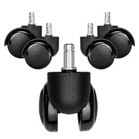 kwmobile 5 x Hard Floor Roller 11/50 mm - Also for Soft Floor - 360° Office Chair Castors Replacement Castors - Replacement Office Chair Castors Set in Black