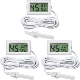 Weewooday Mini medidor digital de temperatura de humedad con medidor de sonda LCD Fahrenheit, termómetro higrómetro para incubadora, plantas de reptiles, invernadero, gallinero, jardín (blanco, 3