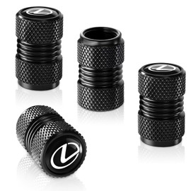 XIGRALUCK Tire Valve Stem Cap for Lexus Metal Tire Stem Cover with Belt O-Ring Air caps Sports Accessories 4 Pieces (Black)