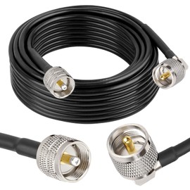 MOOKEERF CB Coax Cable - RG58 UHF PL-259 Male to Male Right Angle Coaxial Cable 35FT Low Loss Cb Antenna Cable Jumper Cable for CB Radio, HAM Radio, Antenna Analyzer, SWR Meter (2PACK)
