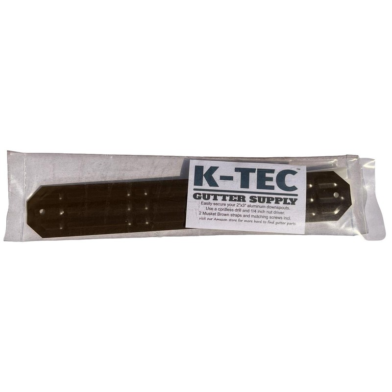 K-TEC GUTTER SUPPLY Downspout Straps (2"x3" downspout, Musket Brown) Aluminum