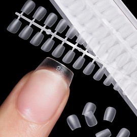 TOMICCA Nail Tips, Pre-Sanded, 15 Sizes, Clear Tips, Natural Fit, For Practice and Salon Use, Self-Nail (Ballerina XS)
