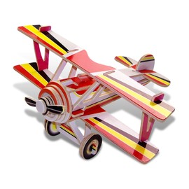 Puzzled 3D Puzzle Colorful Nieuport 17 Airplane Wood Craft Construction Kit Fun, Unique & Educational DIY Wooden Plane Toy Assemble Model Pre-Colored Crafting Hobby Puzzle to Build & Decoration 30pcs