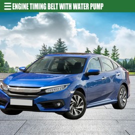 Motoforti Engine Timing Belt with Water Pump, Timing Belt Water Pump, for Honda Civic 2001-2005, Metal Rubber, Black, 1 Set