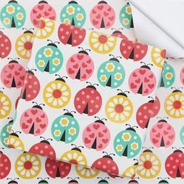 Ladybird Wrapping Paper, Birthday Wrapping Paper, Gift Wrapping Paper for Men, Women, Boys and Girls for Fancy Birthday Parties, 4 Sheets 50 x 70 cm per Sheet