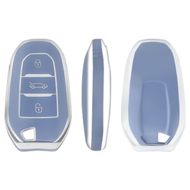 OFFCURVE Car Key Case - Key Fob Cover & Protector - 3 Buttons - Compatible with Peugeot 3008, 5008, 208, 308, 408, 508, 307, Citroen C1, C3, C4, C5, Grand Picasso, DS3, DS5, Cactus, C3XR