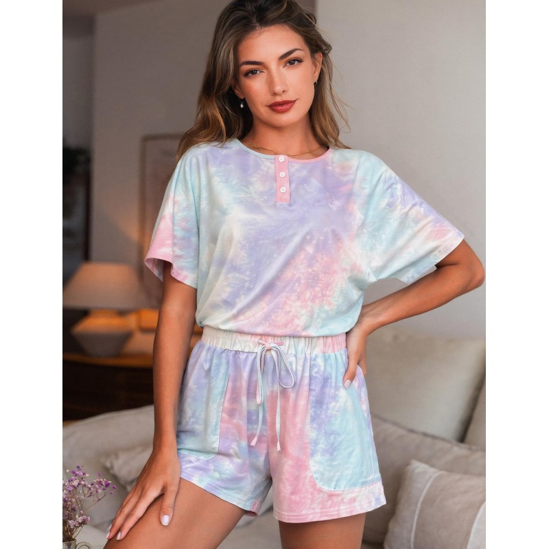 Girece Tie Dye Pajamas for Women Set 2 Piece Comfy