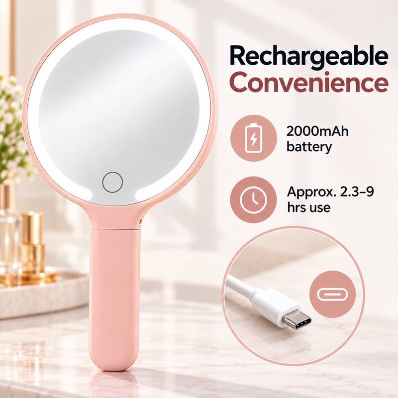 LED Makeup Mirror with Magnification – Rechargeable Lighted Vanity Mirror