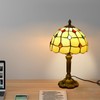 VirtueKing Tiffany Table Lamp Beige Lamp with Colorful Beads Bedside