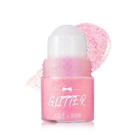 Roll–on Body Glitter Gel for Face&Hair,Sparkly Pink Longlasting Face Glitter Stick,Chunky Chameleon Holographic Glow in The Dark Glitter Gel,Festival Party Rave Accessories Shimmer Makeup for Women-05