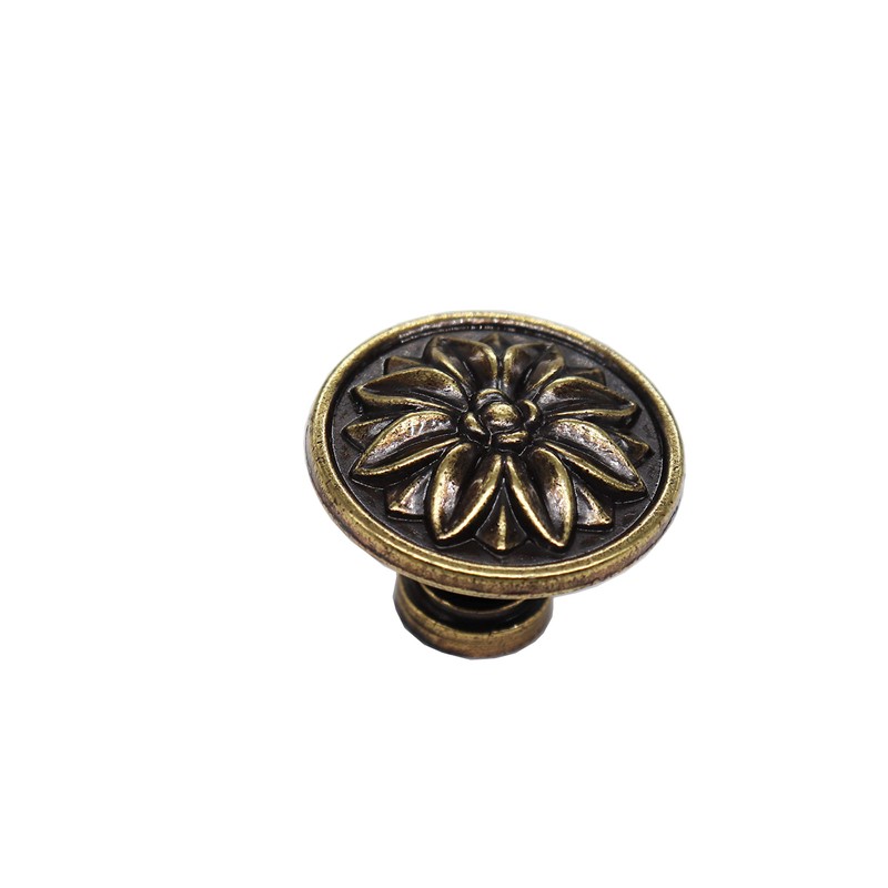 binifiMux 6pcs Vintage Flower Drawer Pulls Knobs, Flower Embossing, Bronze