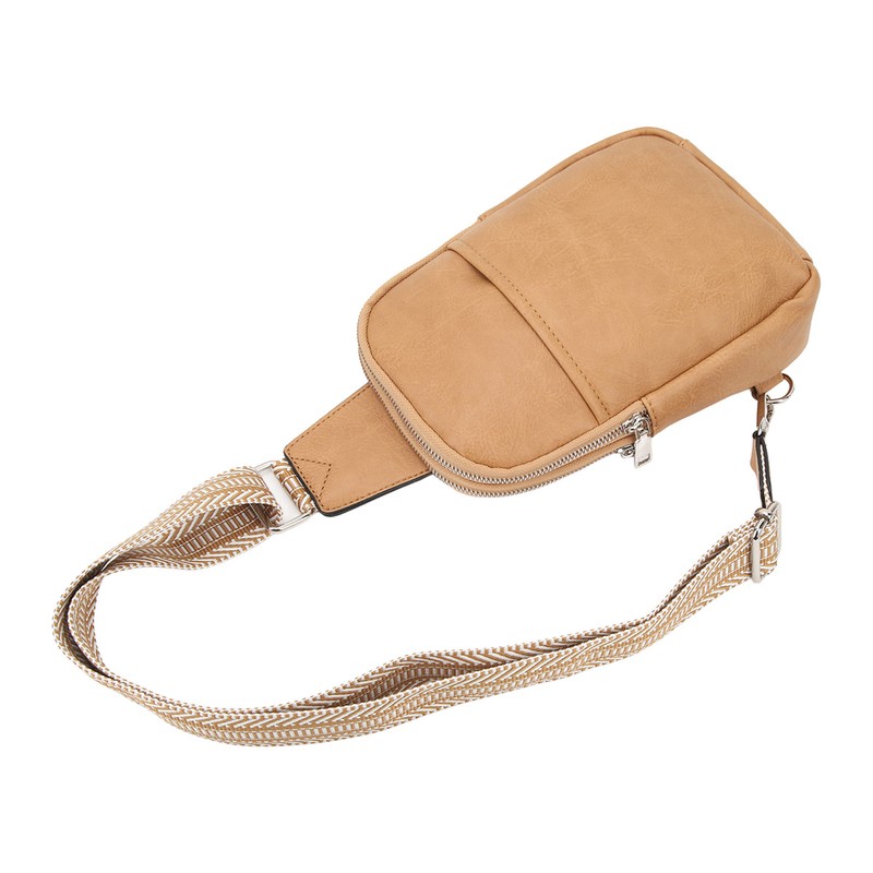 Sling Bag Shoulder Backpack Retro Zipper Multiple Compartments Widened Strap