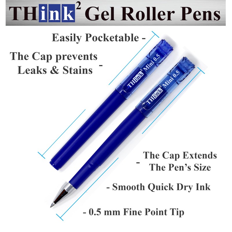 THINK2MASTER [24 Pens - Blue Ink Think2 0.5mm Pocketable Mini