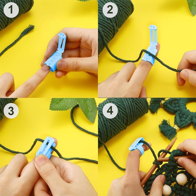 Pack of 4 Knitting Thimbles Thread Guide, Crochet Rings Finger