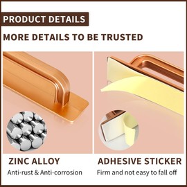 Lgsixe No Drill Cabinet Handles Self-Adhesive Handles - with VHB Tape Instant Install Drawer Pulls for Kitchen/Closet/Sliding Doors ，4-Pack Rose Gold