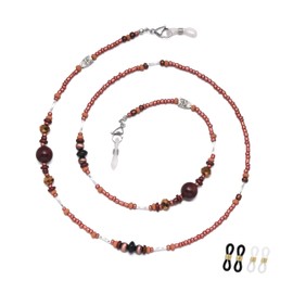 JURYLOO Eyeglass Chain for Women Pearl Beaded Glasses Chain Eye Glasses Holders Around Neck Glasses Holder Strap, Red, 27.5 inch