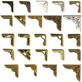 96PCS Metal Book Corner Protector, 24 Styles Iron Guard Edge Cover, Vintage Metal Decorative Cover Pad, for School Book Album Scrapbook Notebook, Desk Jewelry Case Box Gifts (Package B)