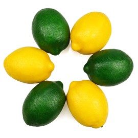 Artificial Lemon Simulation Lifelike Cituses Yellow Lemon & Green Lime Fake Fruit for Home Kitchen Decoration 6pcs