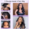 Long Wavy V Part Wigs For Black Women, Wear&Go Upgrade