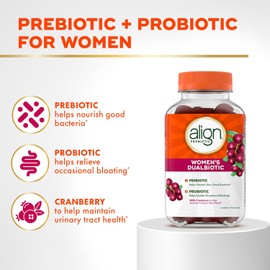 Align Women's Prebiotic + Probiotic Supplement Gummies, with Cranberry for Feminine Health, #1 Doctor Recommended Brand 50 Ct