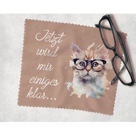 Farbwuselei Glasses Cleaning Cloth Cat Beige Jetzt Wird Mir einiges klar OptikerQualität 15 x 18 cm Funny Printed Funny Microfibre Cloth (Cat Beige)
