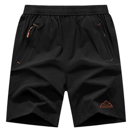 Gopune Men's Outdoor Moisture Wicking Quick Dry Shorts, Sports, Running, Shorts, Zippered Pocket Included, 01black, L