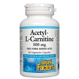 Natural Factors Acetyl L-Carnitine 500 milligrams, 60 Vegetarian Capsules