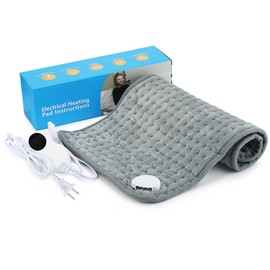 Compresa Caliente Electrica Almohadilla Térmica - 6 Ajustes de Temperatura Almohadilla Térmica, para Fisioterapia, Calambres, Dolores Musculares de Rodilla, Espalda, Piernas, Hombros y Más (Gris)