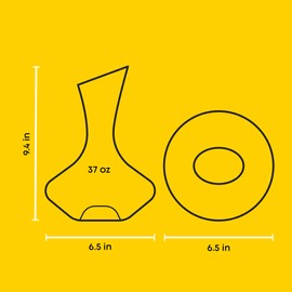 JoyJolt Lancia Wine Decanter Crystal Wine Aerator Handmade Base Glass Pitcher Ultra Elegant Design Easy Pour Slanted Spout for Wine 1200ml (40 fl.oz)