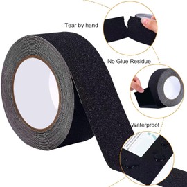 Cinta antideslizante, Cinta Antideslizante Resistente Para Escaleras al Aire Libre/Interior,Cinta Antideslizante para Baño, Con 1 espátula de plástico.(10cm x 10m) (Negro)