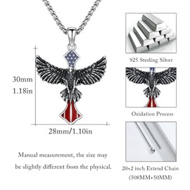CRWENG Eagle Necklace for Men Sterling Silver American Flag Cross Necklace American Eagle Cross Patriotic Pendant Independence Day Jewelry Gifts for Men Women