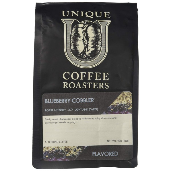 Blueberry Cobbler Flavored Ground Coffee, 1 LB (16 oz) bag, Medium Roast, 100% Arabica Premium Quality Flavor