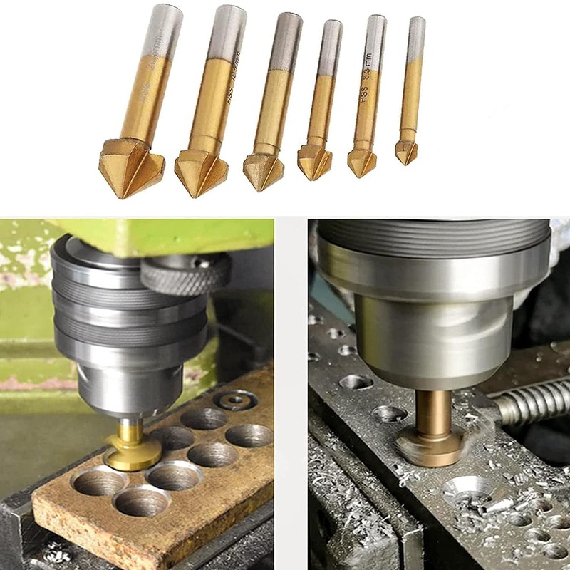 KEWAYO 3 Flute 90 Degree HSS Chamfering Tool Bit Countersink