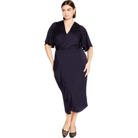 City Chic Women's Plus Size Soft Ruffle Dress, Navy, 14