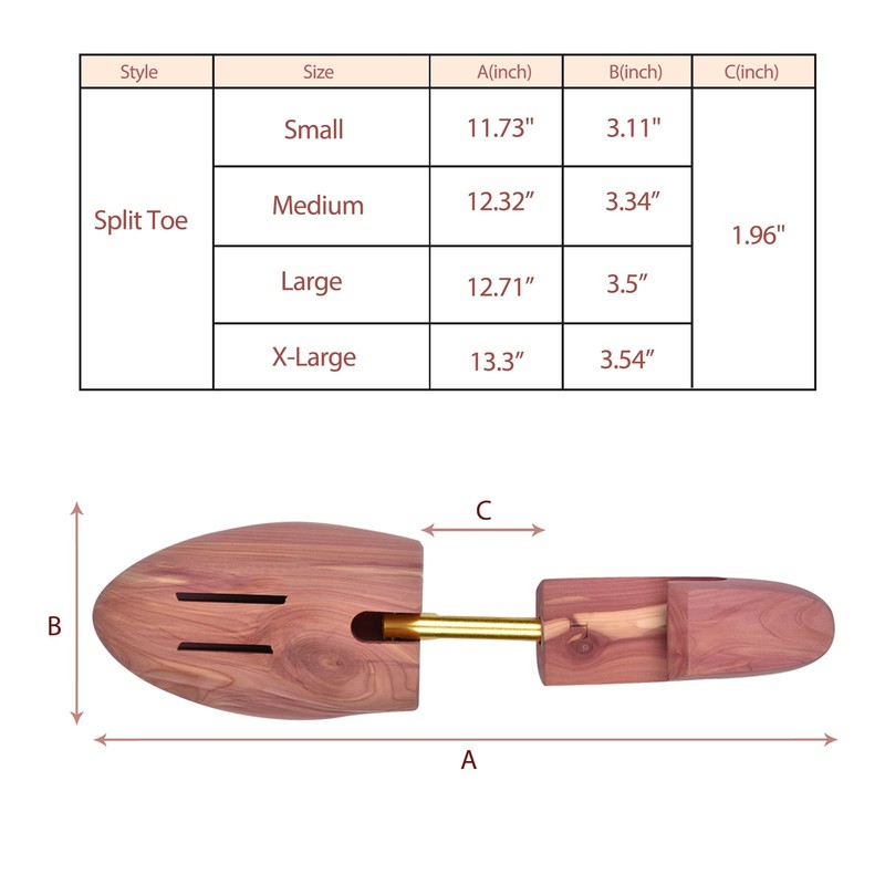 tongzaner Cedar Shoe Tree for Men, Adjustable Wooden Shoe Stretcher
