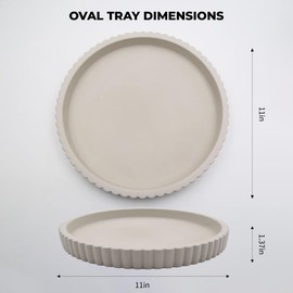 11" Concrete Coffee Table Tray, Cream Round Decorative Tray for Home, Modern Minimal Serving Trays for Kitchen Island, Bathroom Counter, Entryway, Centerpiece