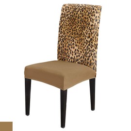 Dining Room Chair Covers Set of 4 Wildlife Animal Leopard Print Removable Stretch Chair Protector Washable Kitchen Seat Slipcover with Elastic Band for Hotel, Ceremony