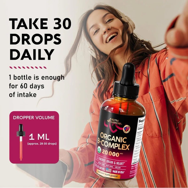 Complejo B Orgánico Usda Vitaminas 8 En 1 Hecho En