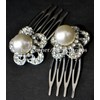 Unbranded 2PC IVORY PUFFY PEARL FLOWER MINI COMB BRIDAL FORMAL